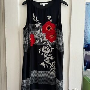 Max Studio Asymmetrical Black and Red Midi Dress